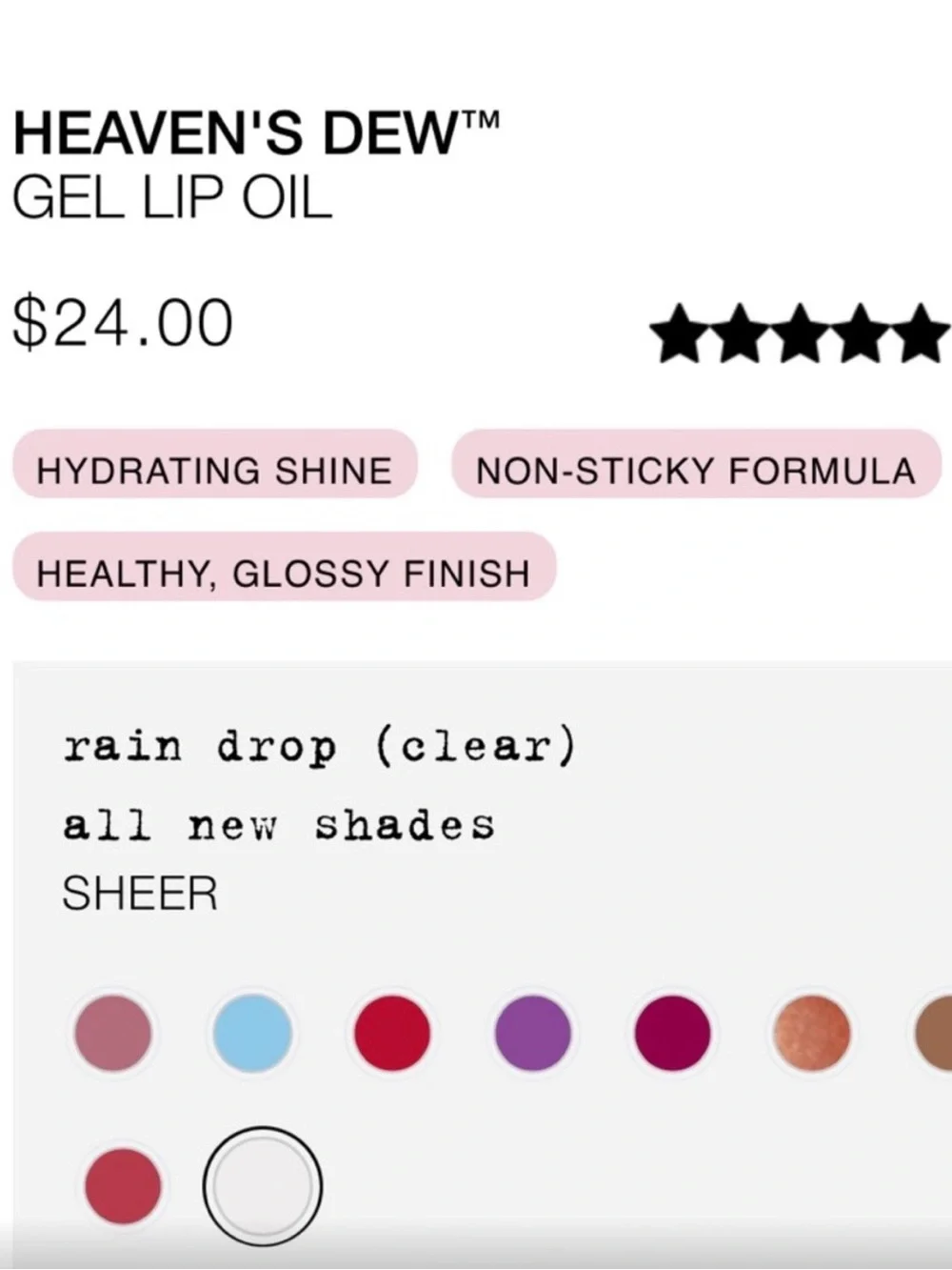 Stila Heaven's Dew Gel Lip Oil clear